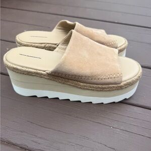 Free People Beige Platform Slides